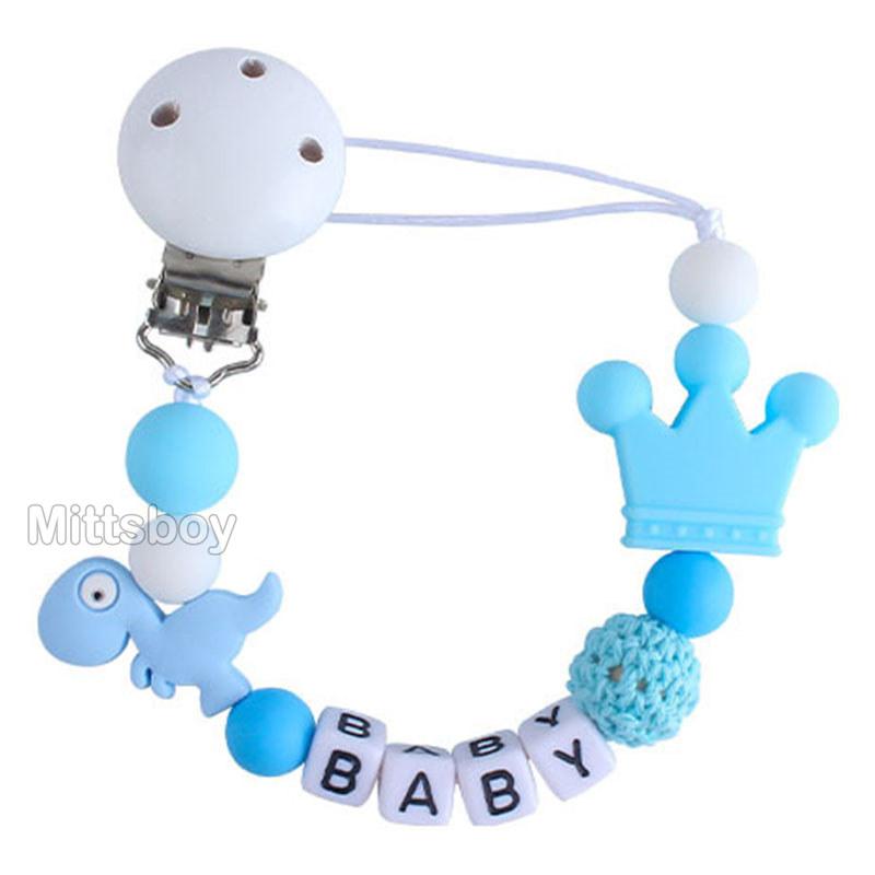 Personalized Name Handmade Silicone Baby Beech Dummy Pacifier Clip Safe Teething Chain Teether Pacifier chains Holder Chain Gift