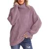 Women's Fashion Loose High Neck Knit Pullover Top Long Sleeve Casual Sweater