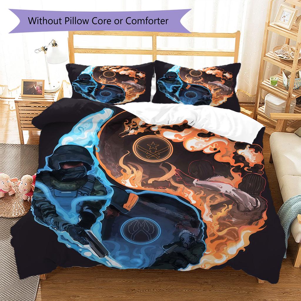 Counter-Strike 2 Bedding Quilt Set Quilt Cover Pillowcase Home Decoration Birthday Gift (1 * duvet cover + 2 * pillowcase, without core)