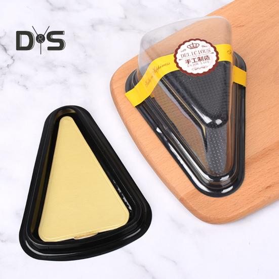 50Pcs Disposable Cake Box Anti-slip Texture Transparent Lid Waterproof Oilproof PET Moon Cake Tray Triangular Mousse Cake Packing Box