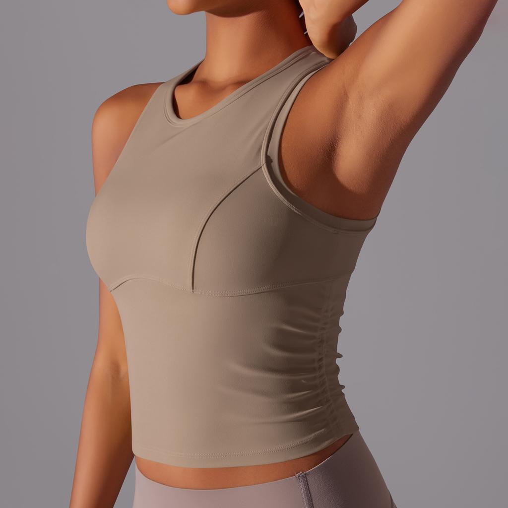 Двусторонний нейлоновый однотонный плотный жилет с круглым вырезом для занятий спортом, бега, фитнеса, йоги, длинный топ для женщин