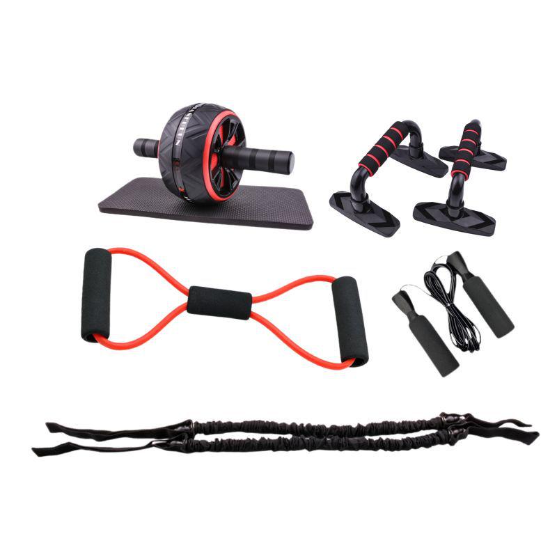 Мужской набор для тренировки мышц живота и рук из 7 предметов с отжиманиями и роликом для пресса