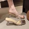 Transparent Shoes One-shoulder Shoes Half Slippers New Cool Slippers Crystal High Heels