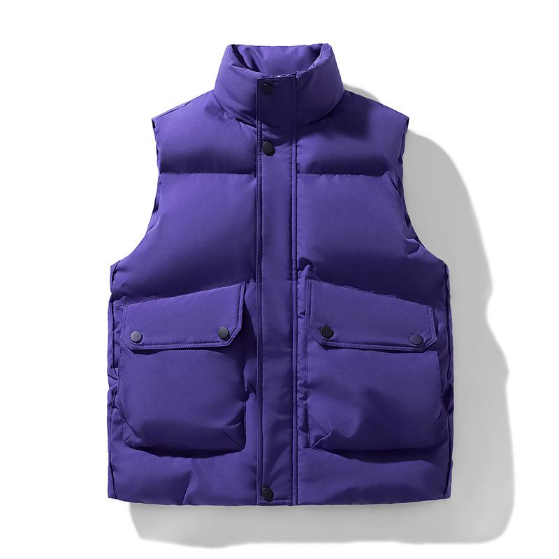 Winter Men's Cotton Vest Outer Wear Casual Stand-up Collar Thickened Thermal Vest Autumn and Winter Sleeveless Vest Jacket