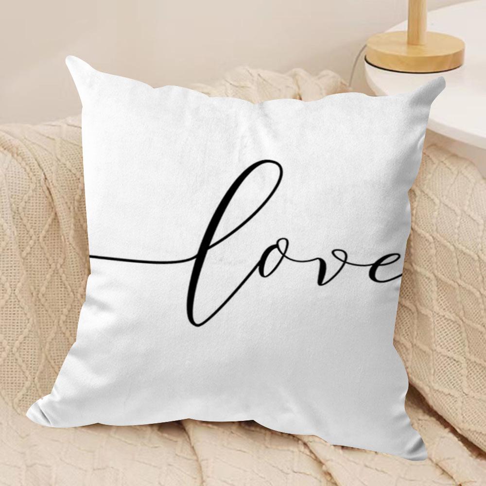 Black White Couple Line Cushion Cover Soft Plush Fabric DoubleSided Printed Sofa Cushion Cover for All Seasons Home Decor Gift