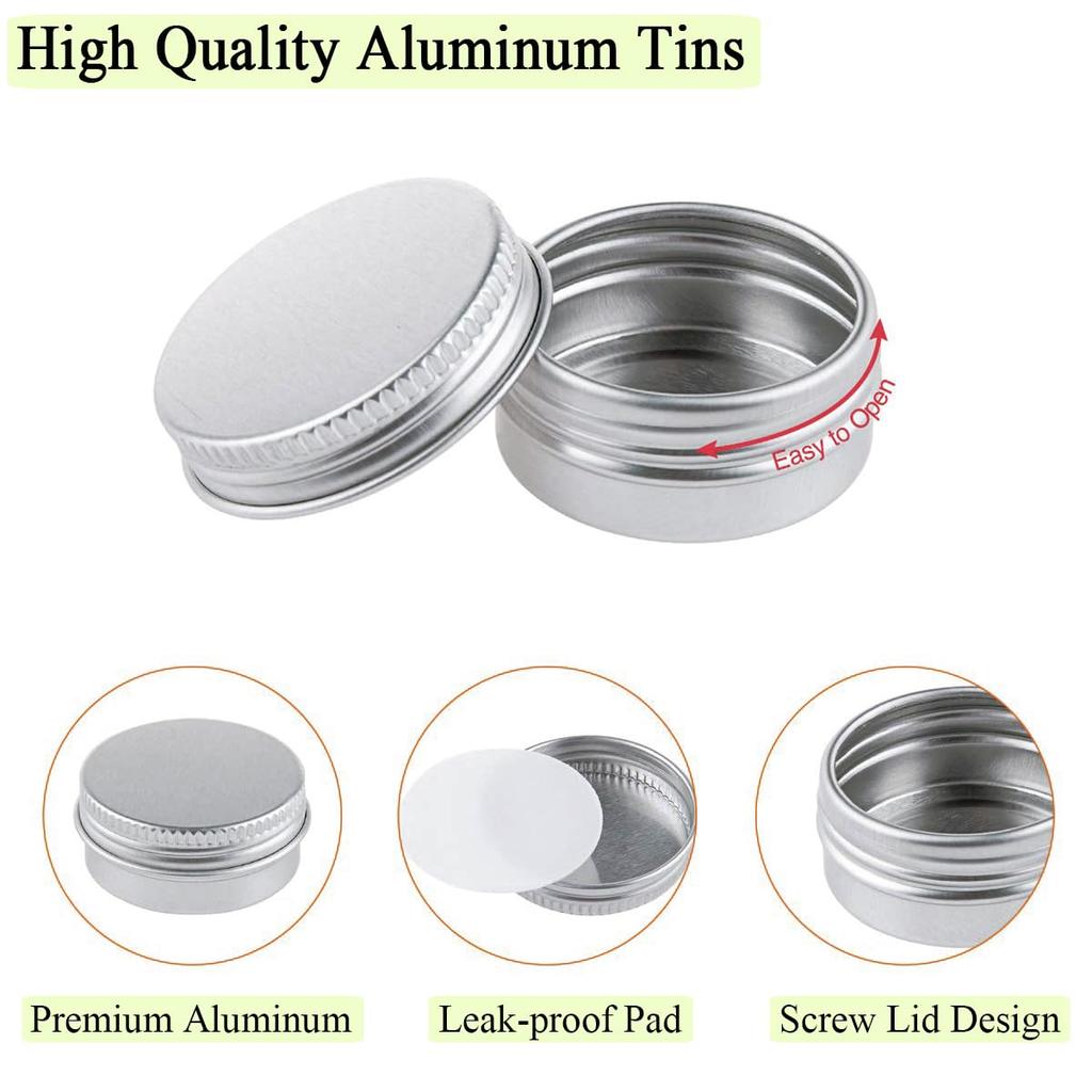 Wopanxye 10 Pack 2oz Silver Aluminum Tin Cosmetic Cream Eyeshadow Ointment Lip Gloss Tea Candle Refillable Container Jars for Paint Aluminum Tin