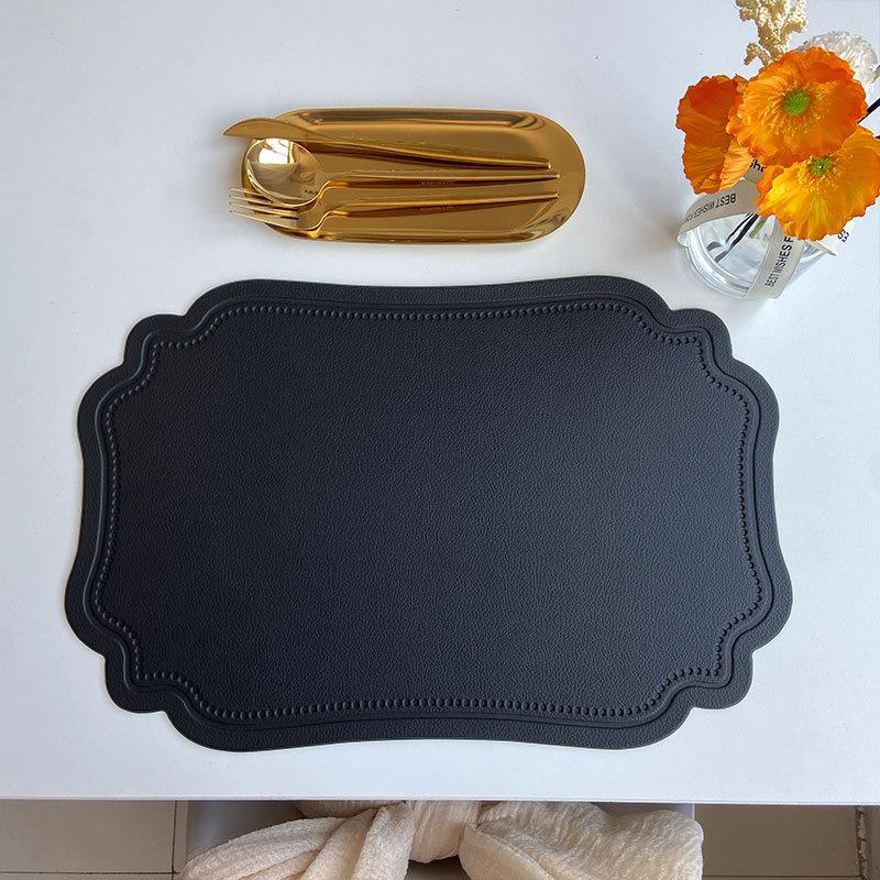Leather placemat ins wind retro dining table mat European creative thermal insulation mat Nordic waterproof and oil-proof western dining mat