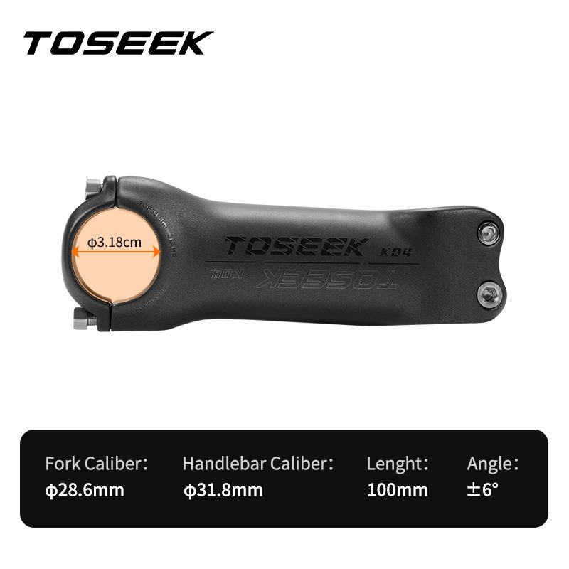 TOSEEK T700 Carbon Fiber Road Mountain Gravel Bike Stems 31.8mm Handlebar Clamp 28.6mm Steerer Clamp 6/17 Degree Bicycle Stem