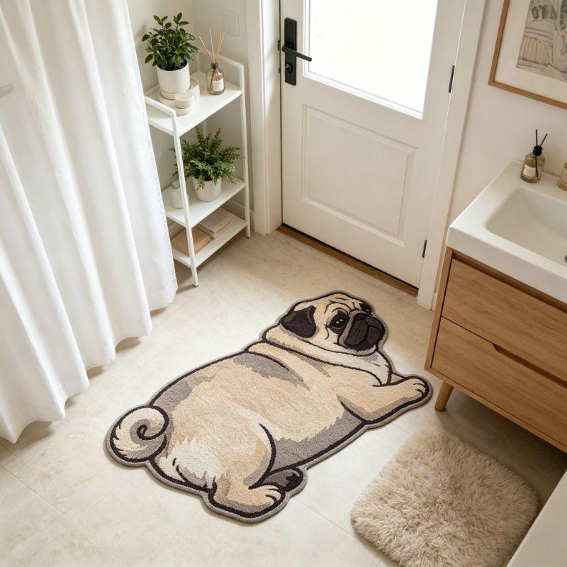 Creative Lying Bug Dog shaped Plush Carpet Entrance Bathroom Living Room Cute Cartoon Home Floor Mat