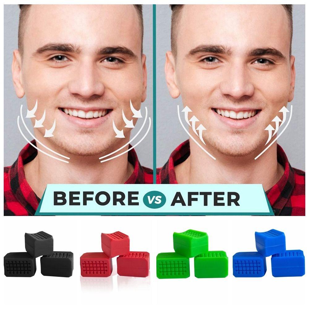 2PCS Food Grade Silicone Jawline Trainer 30/40/50/60Lbs Jawliner Facial Chew Face Fitness Ball Lips