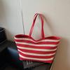 Striped Knitted Woven Bag Women's Large-capacity New Summer Versatile Shoulder Bag Commuter Tote Bag