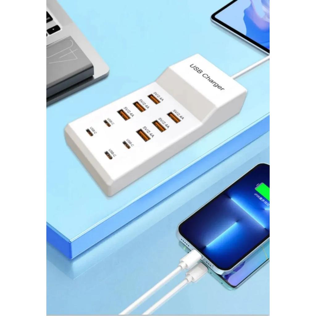 50 Вт 10 портов USB зарядное устройство 5 В 10 А USB зарядная станция с семейным размером Smart USB порты для iPhone 15/15 Pro/15 Pro Max/15 Plus