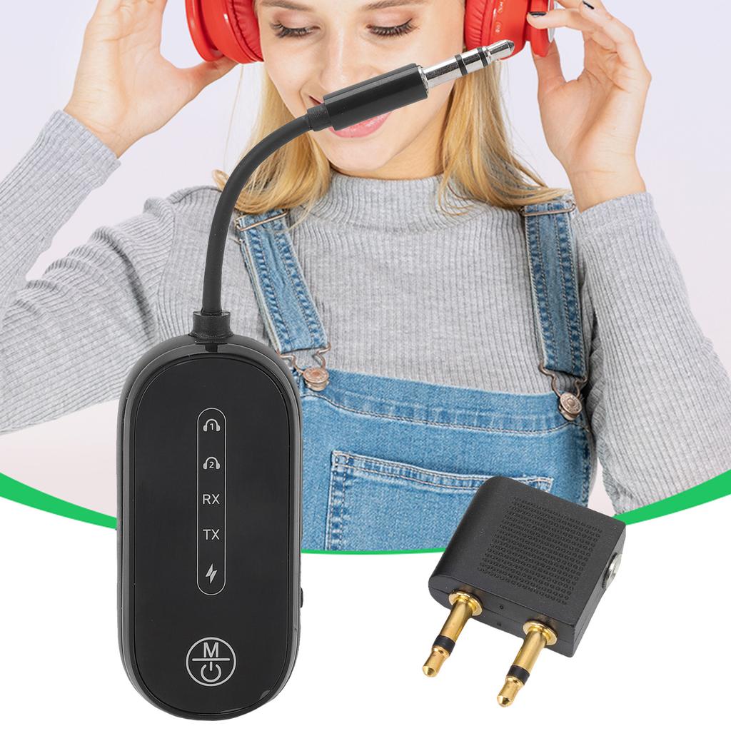   5.4 Transmitter Receiver Airplane   Adapter Support to 2 Hea hones 3.5mm   Wireless Adapter for TV   Airline Car Home Stereo
