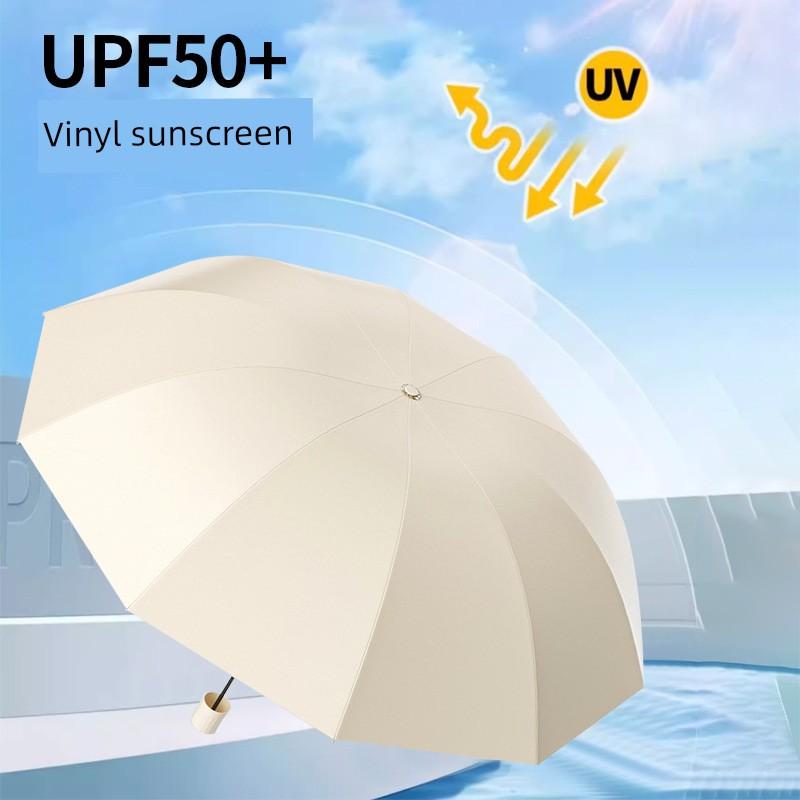 Umbrella with Thickened and Reinforced Structure, Sun Protection, Uv Protection, Sunshade Umbrella, Manual Folding Umbrella, Large Size, Dual-Use for