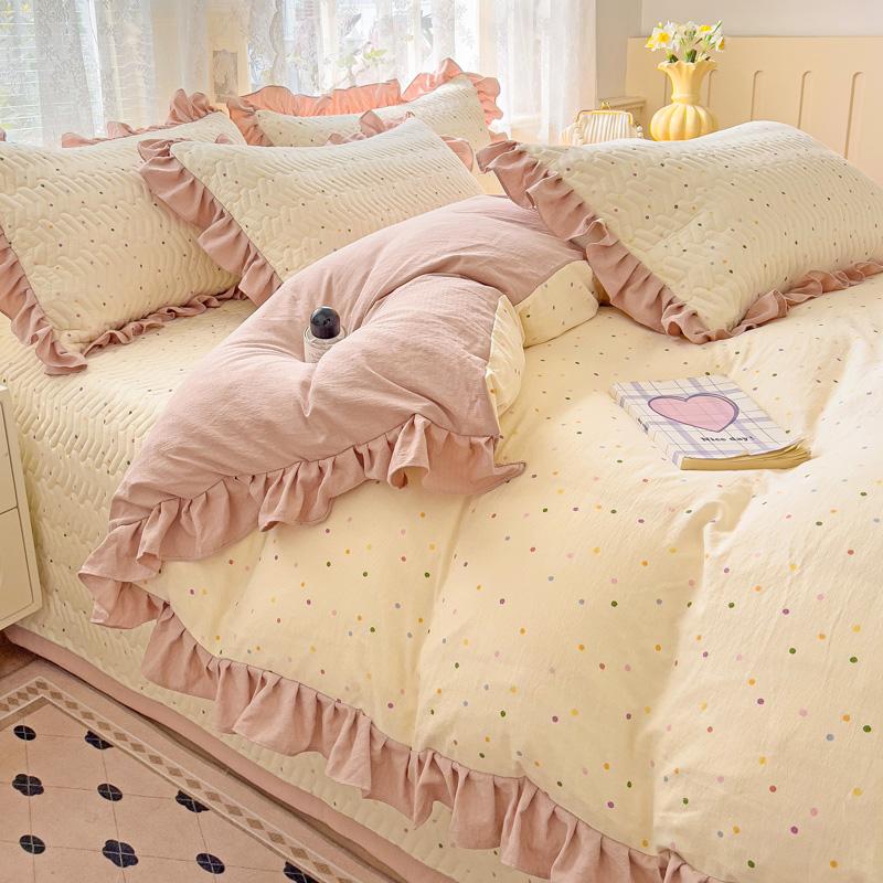 Mei Yun Ge Yun Gan Jacquard Double layer Yarn Bed Cover Han Edition Four piece Set