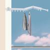 Tri-Fold Space Aluminum Wall-Mounted Drying Rack – 110 lbs Load Capacity with 18 Hooks & Telescopic Hidden Rod – White