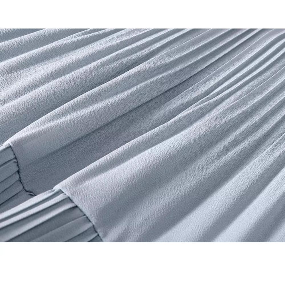 Dimanaf 2025 Summer Women New Skirts Chiffon Solid Elastic Waist Pleated Mesh Elegant Skirts