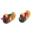 1 Pair Wooden Mandarin Ducks Figurine Colorful Love Birds Duck Statue Handmade Decorative Sculpture