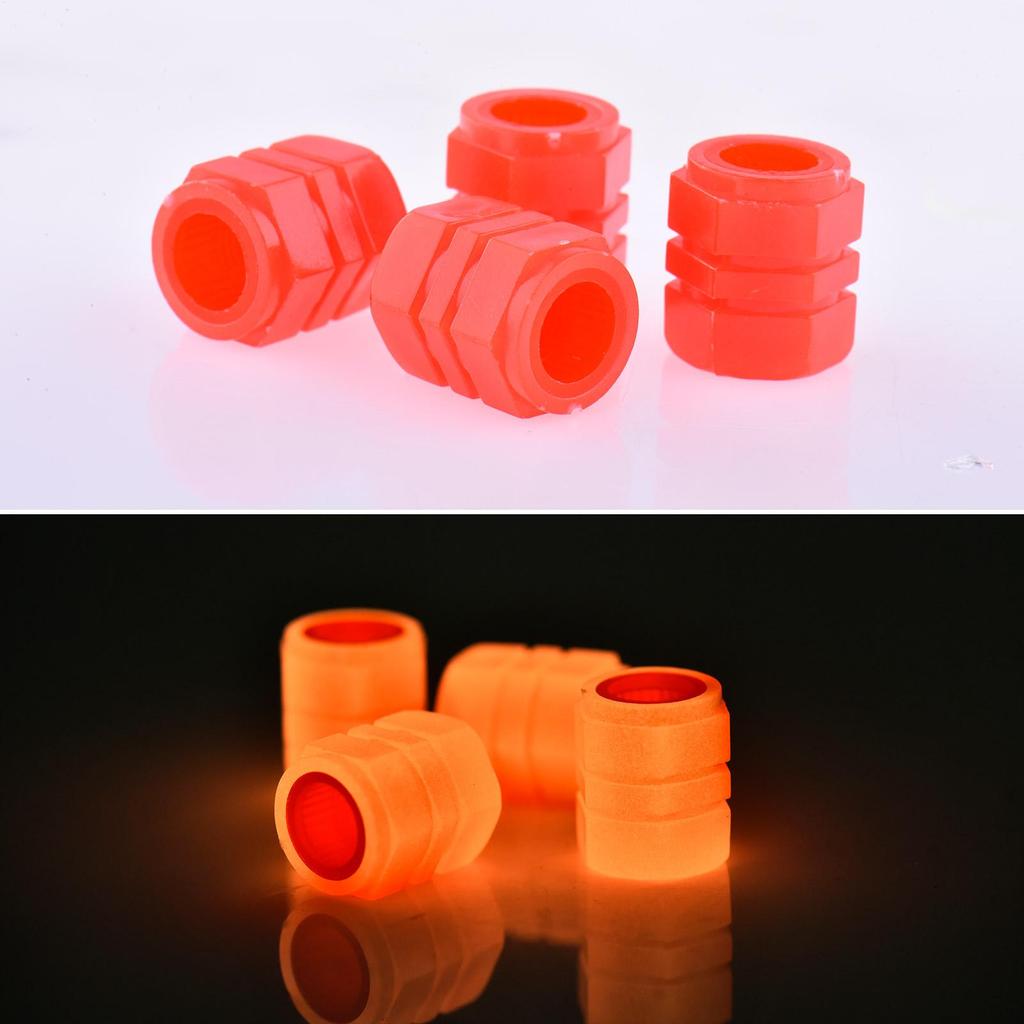 4pcs Universal American Fluorescent Luminous Tire Valve Stem Covers Car Tire Valve Cap Green /Yellow/Blue/Red Luminous Valve Cap