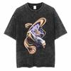 One Piece ONE PIECE Luffenica Street Винтажная Старая Хлопковая Выстиранная Футболка с Коротким Рукавом Топ Харадзюку Мужской