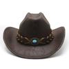 Textured Western Cowboy Hat Men'S And Women'S Vintage Belt Big Eaves Outdoor Shade Jazz Hat