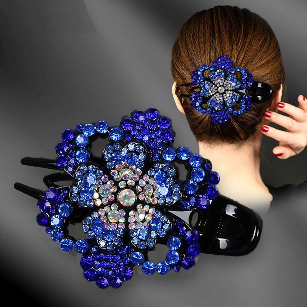 Girls Female Hairpin Rhinestone Hair Claw Flower Duckbill Clip Hair Accessories Ponytail Holder
