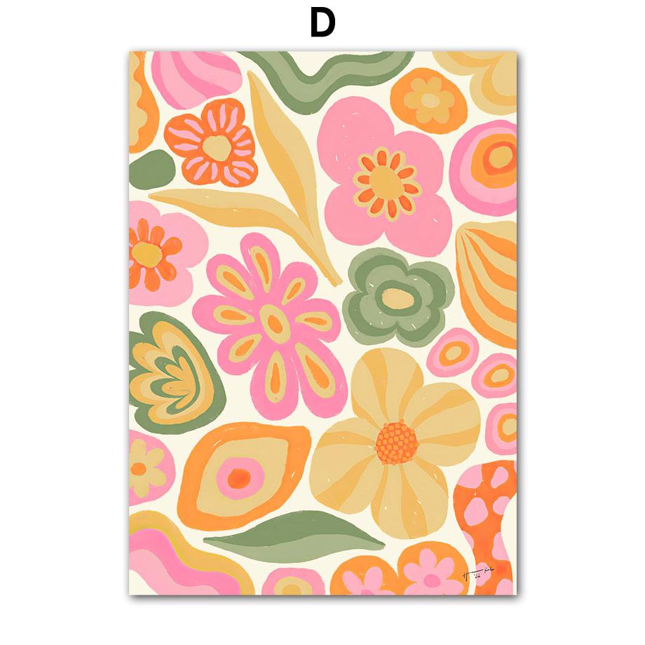 Пастельные цветы Солнце Волны Коктейль Минимализм Настенная живопись Холст Картина Скандинавские постеры и принты Настенные картины Декор гостиной