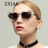 ZXIAC Fashion Love Shaped Frame Sunglasses Women Men Trend Double Peach Heart Metal  Sun Glasses Female Party Shades UV400 Music