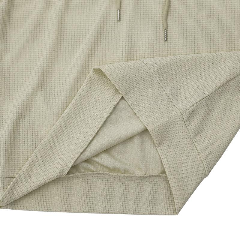 Летняя мужская повседневная спортивная футболка с капюшоном и короткими рукавами с вафельным верхом