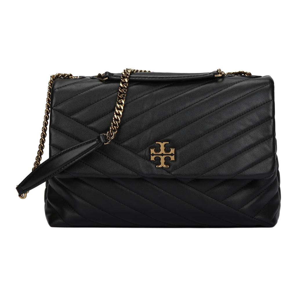 Tory Burch Kira Quilted Chain Leather Shoulder Bag Large Women shoulder bag Black Gold 58465-001