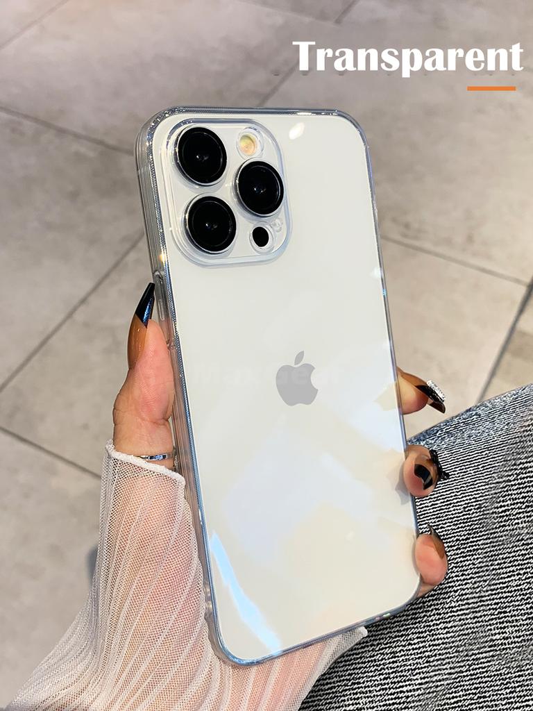 Plating Bumper Silicon Clear Case For iPhone 16 15 14 13 11 12 Pro Max Mini XR X XS Plus Purple Soft Shockproof Cover