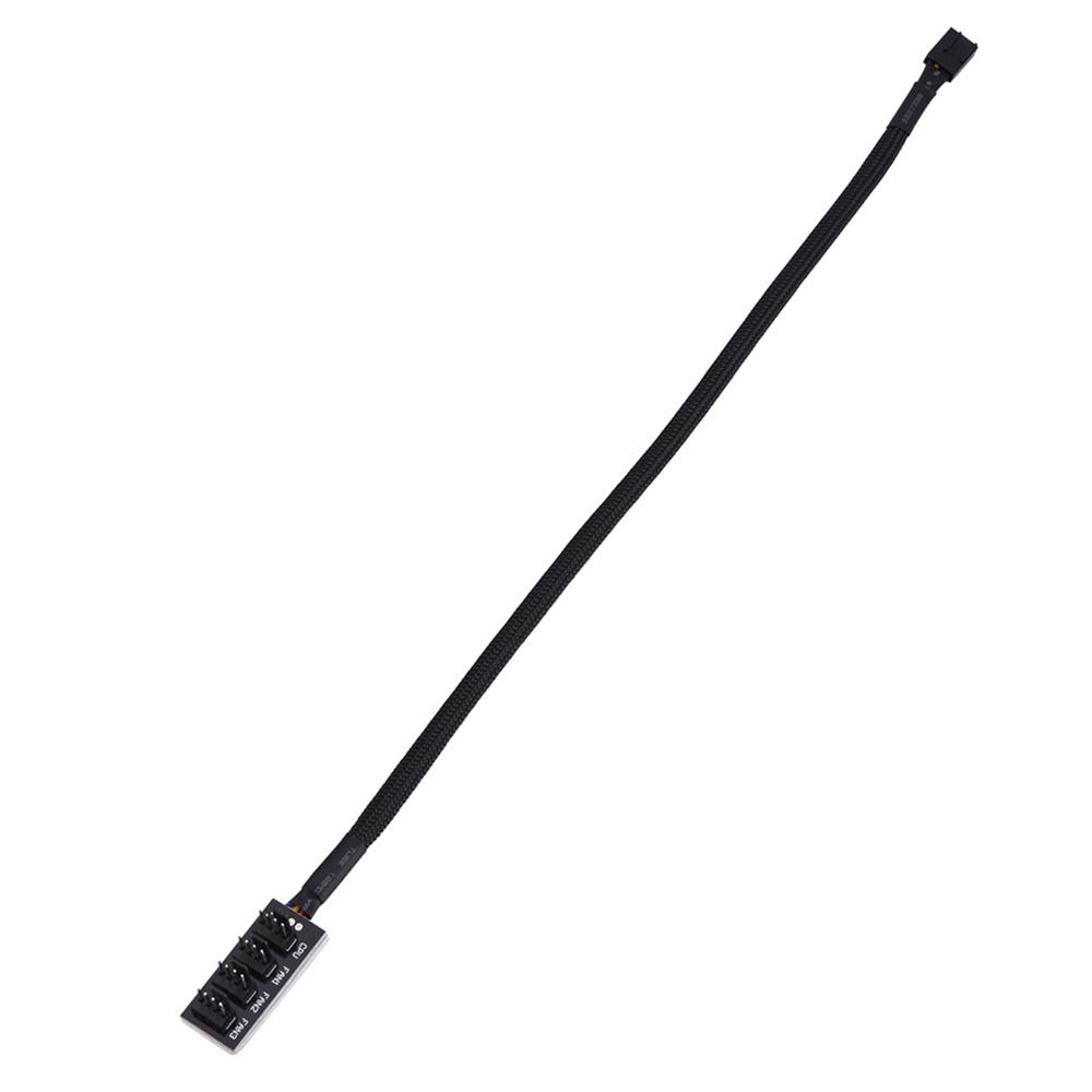 4-Pin Connector PWM Fan Hub Black Power Splitter Connector Fan Splitter Cable PC Case Internal