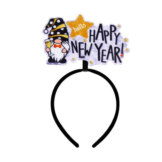 Yousheng Elastic Hair Hoop Men Women New Year Theme Headband HAPPY NEW YEAR Decoration Versatile Hair Accessory