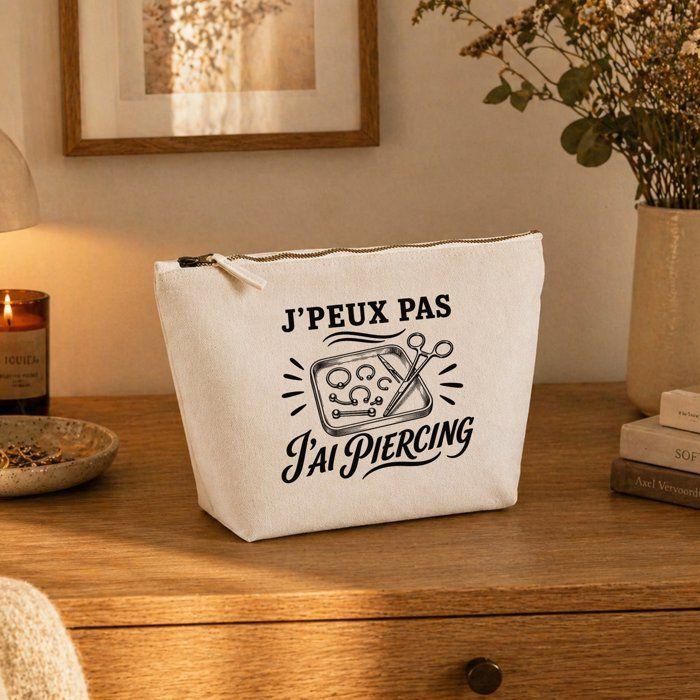 Trousse de toilette - PLANETEE - J'peux pas minimaliste - Beige - 100% coton - 3 L
