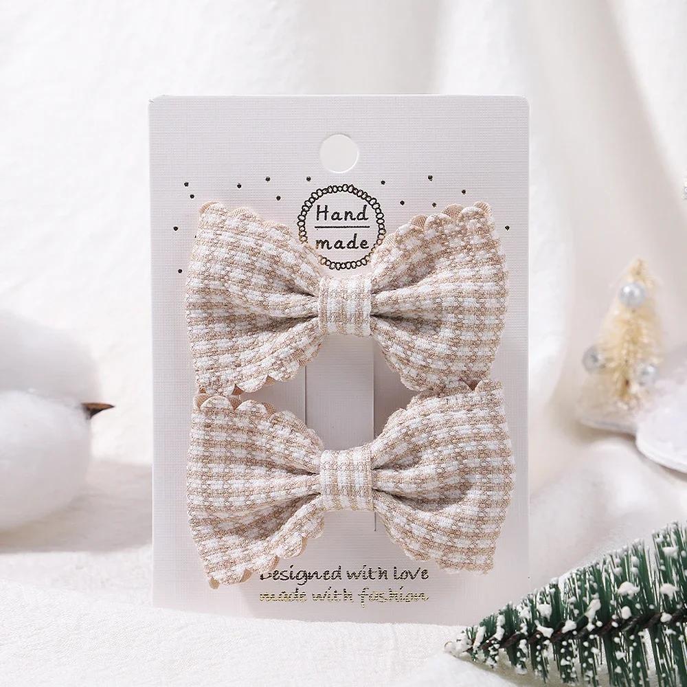 2 шт./компл. Однотонные нейлоновые детские бантики Заколки для волос для маленьких девочек Ручной работы Бантик Заколка-автомат Фотографические аксессуары для волос