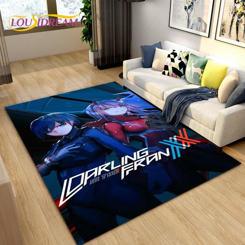 Zero Two DARLING In The FRANXX Коврик в стиле аниме, Коврик для гостиной, спальни, дивана, коврик для украшения, детский нескользящий напольный коврик