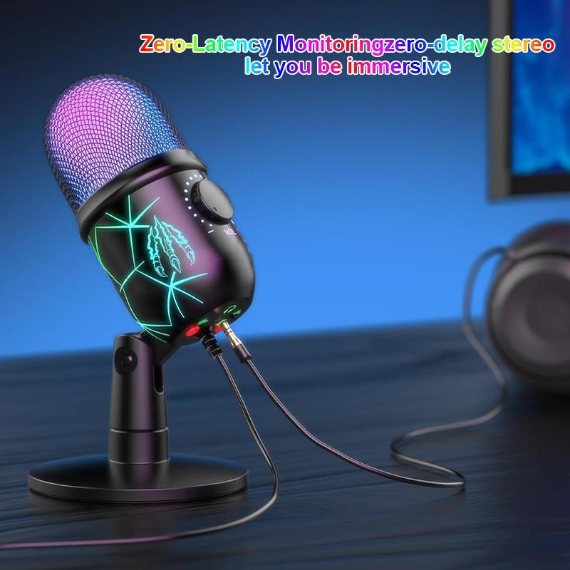 USB-микрофон для прямых трансляций, караоке V5, шумоподавление, игровой конденсаторный микрофон с подставкой для мобильного телефона