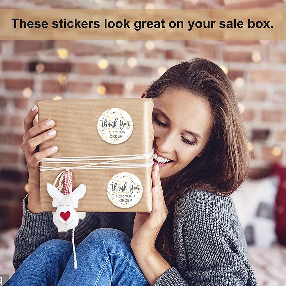 100-500pcs Thank You for Your Order Stickers with Gold Foil Pink Sticker for Company Giveaway & Birthday Party Favors Labels