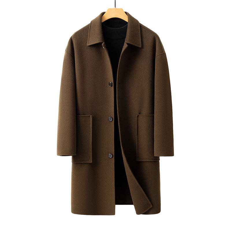 Двустороннее шерстяное пальто мужское средней и длинной длины, утолщенное, осенне-зимнее, новое высококачественное некашемировое пальто Nizi выше колена