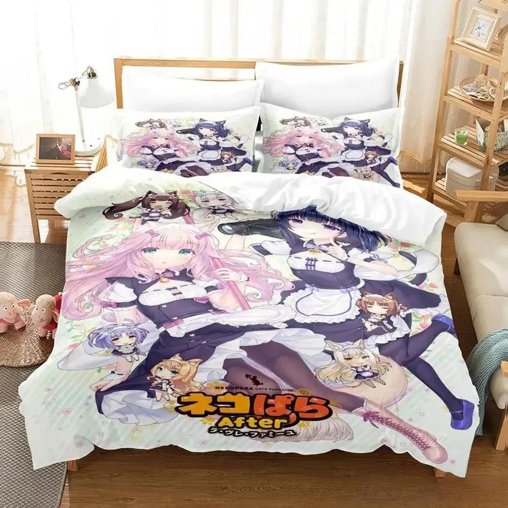 3D Печать Аниме Кавайные Девочки Nekopara Комплект Постельного Белья Односпальный Полуторный Полный Евро Кинг Размер Комплект Постельного Белья Взрослый Детская Спальня Комплекты Пододеяльников