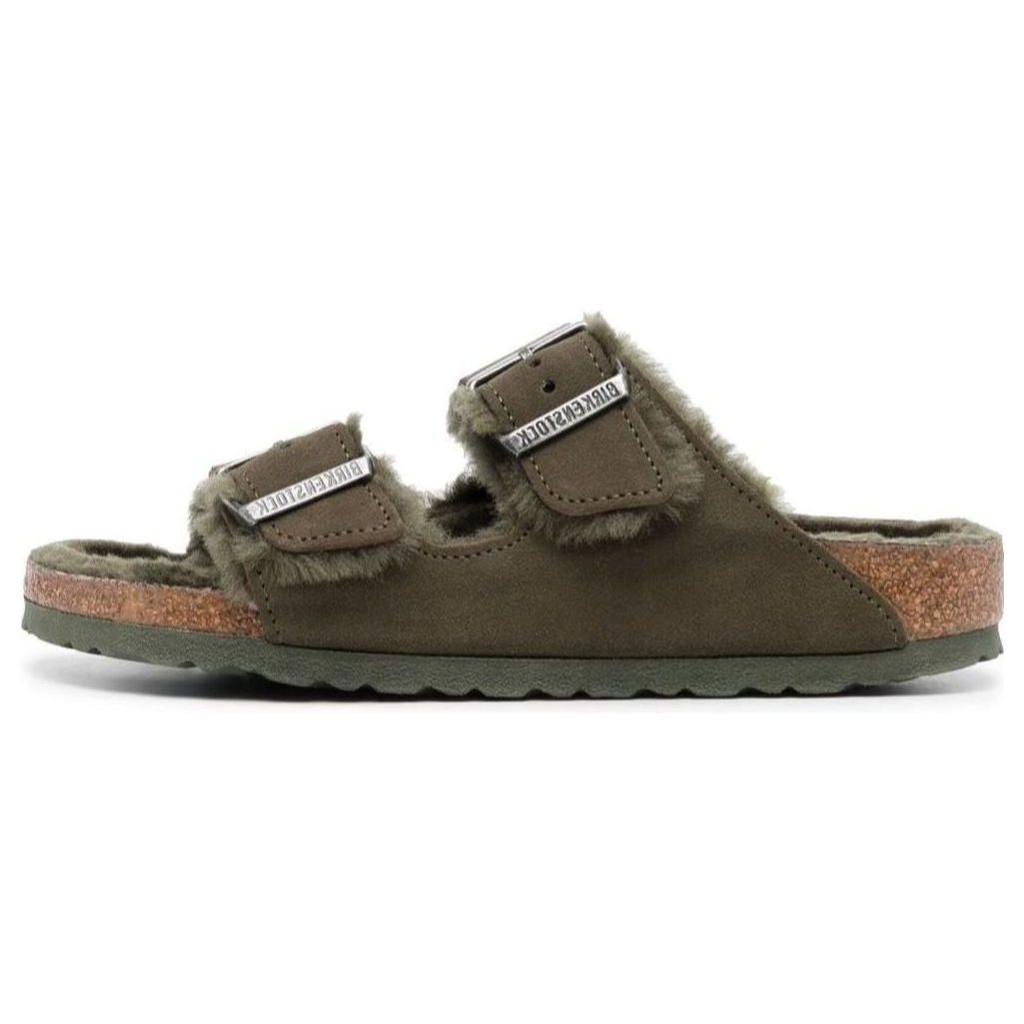 Birkenstock Замшевые Удобные Толстая Подошва Универсальные Шлепанцы Женские сандалии Оливково-Зеленые 1025687