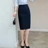 Women's High Waist Mid-Length Summer Skirt with Slit - Work Style, Hip-Wrapped One-Step Design