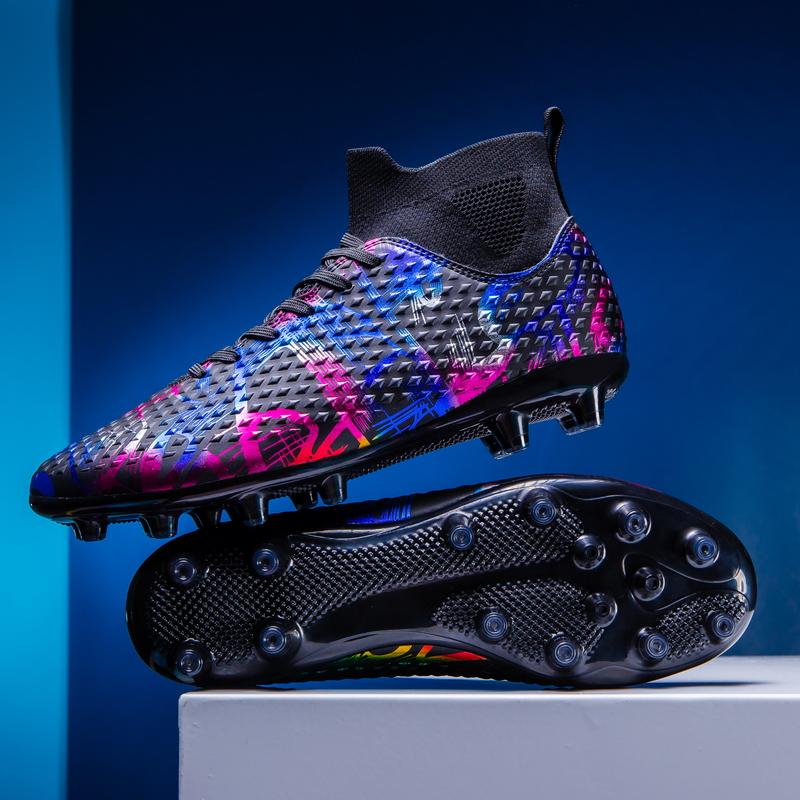 Unisex Football Boots Men's High -top Elastic Socks Mouth Leather Art Lawn Long Nail Football Shoes Children Big Size Football Boots