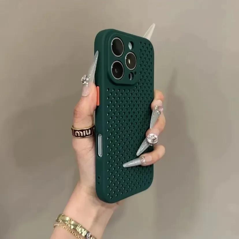 Роскошный сетчатый чехол из ТПУ с теплоотводом для iPhone 16 E 15 14 Puls 13 12 11 Pro Max лаконичный красивый чехол для телефона