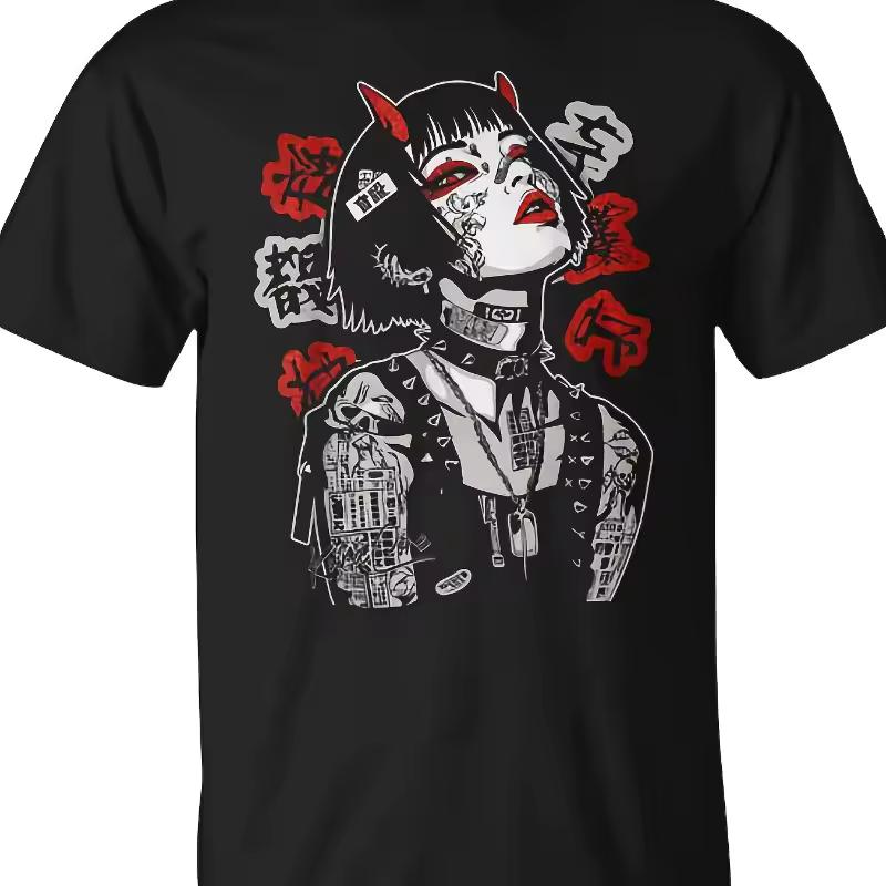 Japanese Street Cyberpunk Y2K Technology Style Retro Manga Anime T shirt Men's T shirt Summer New Unisex Casual T shirt