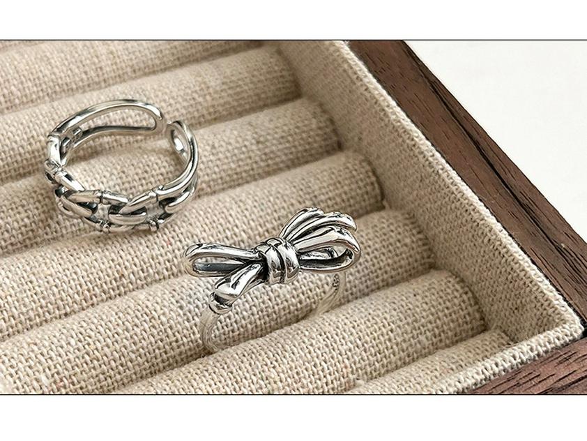 Кольцо из стерлингового серебра 925 пробы Yinruitai с бантом - Осенне-зимняя ретро корейская женская мода.