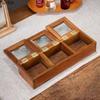 Ящик для хранения из цельного дерева, стеклянная крышка, шкатулки для украшений, 3 решетки, тарелка для закусок, коробка для сухофруктов, коробки для конфет, органайзер для украшений, подносы для закусок