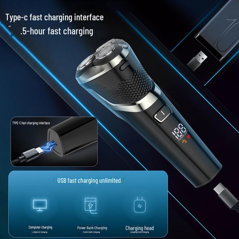 Fanke Men's Three-Blade Electric Rotary Shaver, Fully Washable