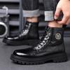 Высококачественные кожаные ботинки на шнуровке до щиколотки для улицы, мужские мотоботы, осенне-зимняя обувь, нескользящие теплые плюшевые меховые зимние ботинки