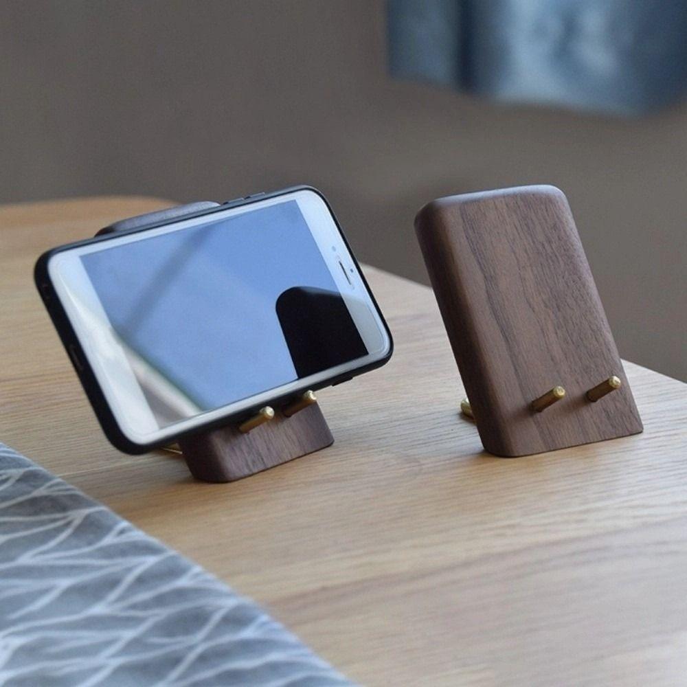 Black Walnut Lazy Phone Stand Wooden Smartphone Support Bracket Desktop Phone Holder Household